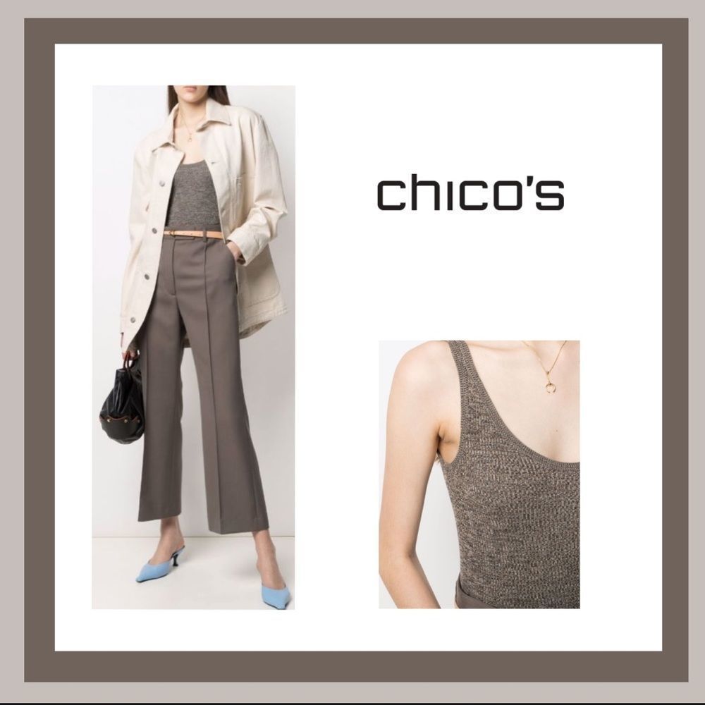 Chico’s Brown Open Knit Rayon Sleeveless Top Size 2 (L)